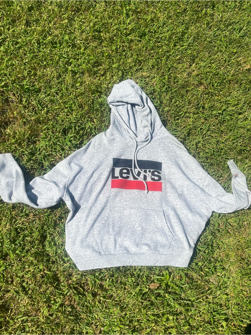 Levi's Gray Crewneck Hoodie with Black and Red Logo